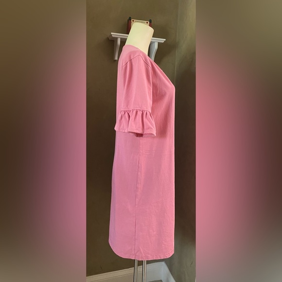 J. Crew Factory Pink Ruffle Sleeve T-Shirt dress women’s size M - Picture 2 of 8